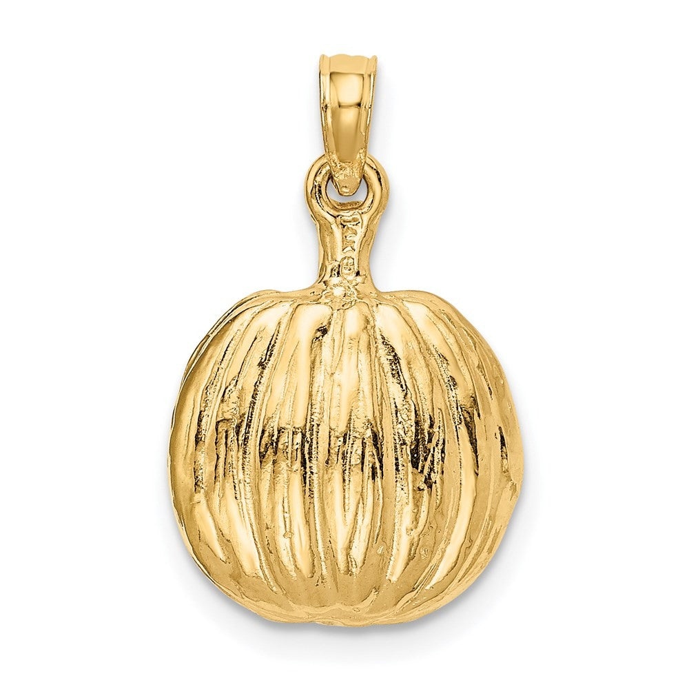 14k Yellow Gold Enameled Inside 3-D Cut-Out Pumpkin Pendant