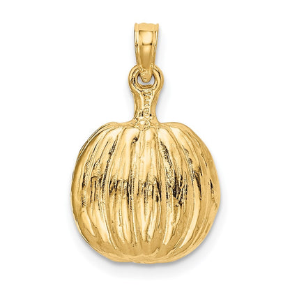 14k Yellow Gold Enameled Inside 3-D Cut-Out Pumpkin Pendant