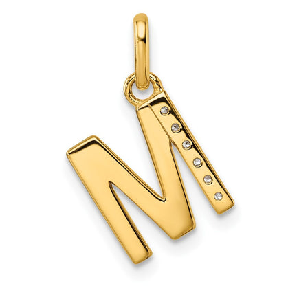 14k Yellow Gold Twisted .05 ct. Diamond Initial M Charm