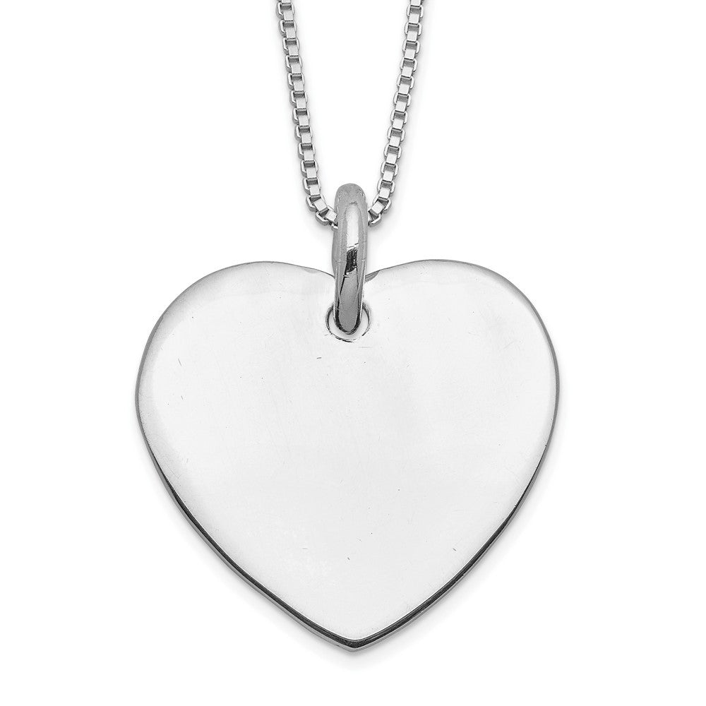 Sterling Silver Engraveable Heart on Box Chain Necklace 18 inch Necklace