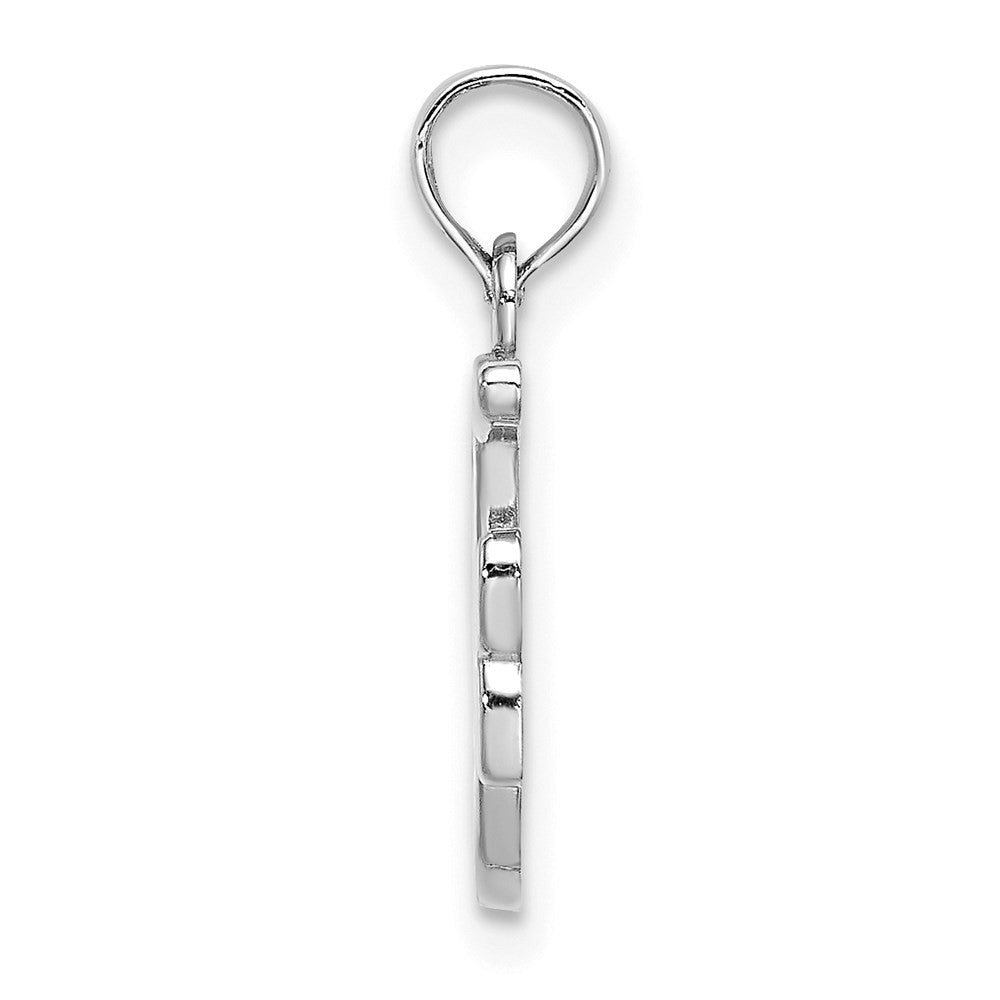 14K White White Gold Script Letter F Initial Pendant