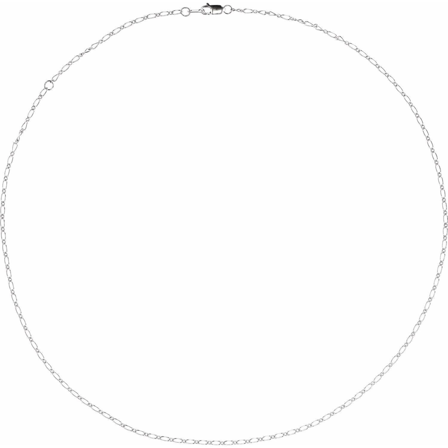 14k White Gold 1.5 mm Adjustable Figaro 16-18" Chain Necklace