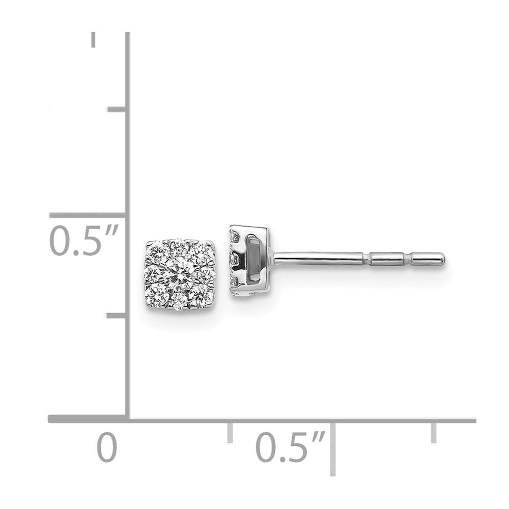14k White Gold Diamond Cluster Stud Earrings
