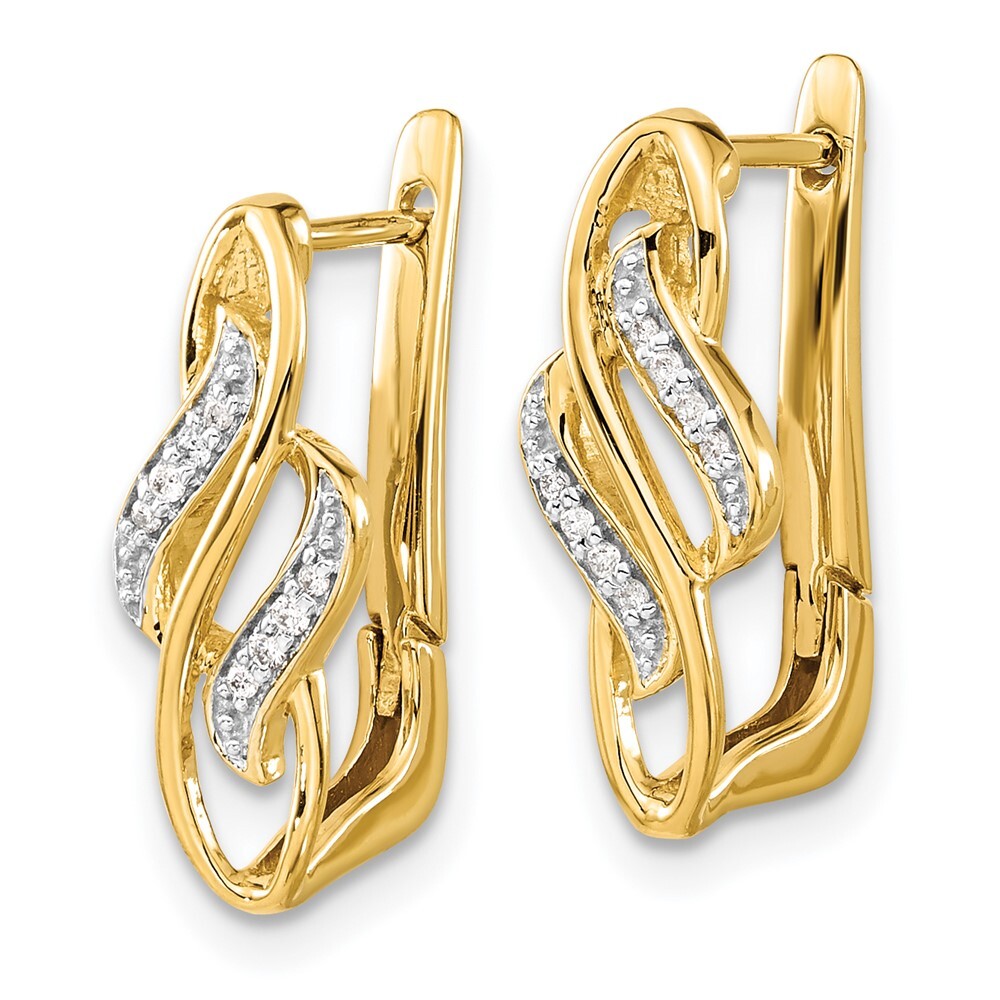 14k Yellow Gold Diamond Hinged Hoop Earrings