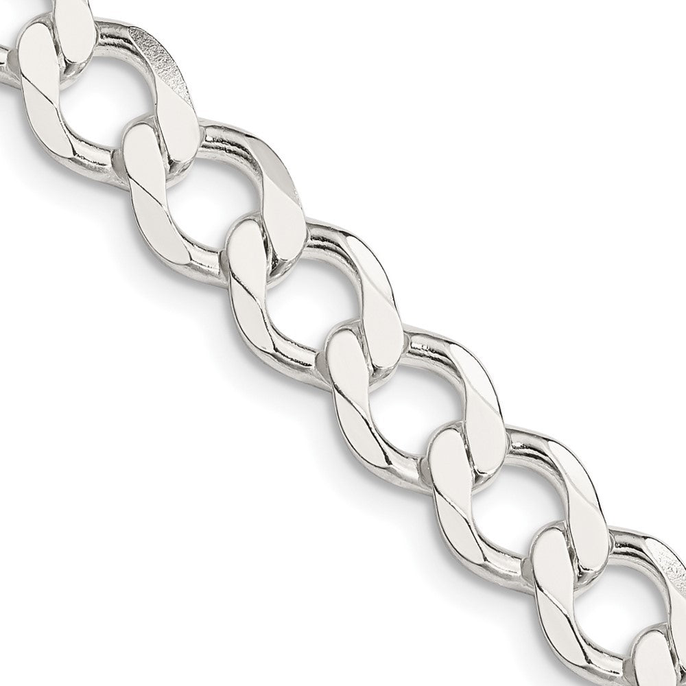 Sterling Silver 8.1mm Semi-solid Flat Curb Chain Necklace