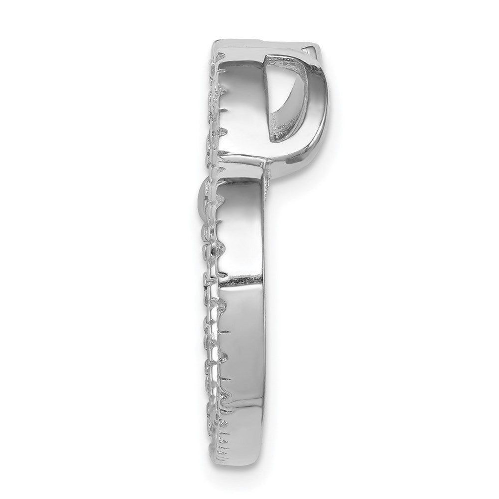 Sterling Silver Rhodium-plated Cubic Zirconia Heart Slide Pendant