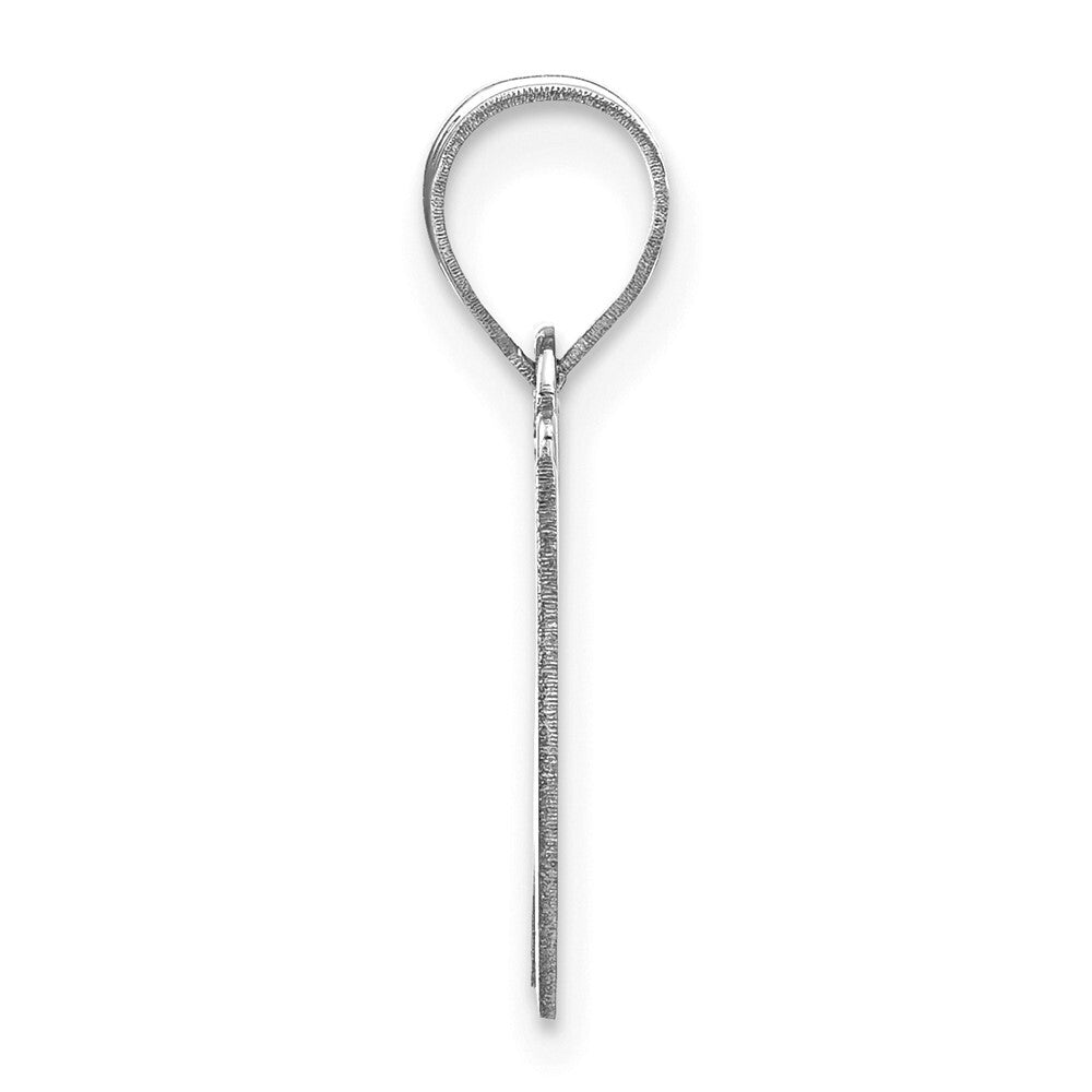 14k White Gold Polished Script Letter W Initial Pendant for Women