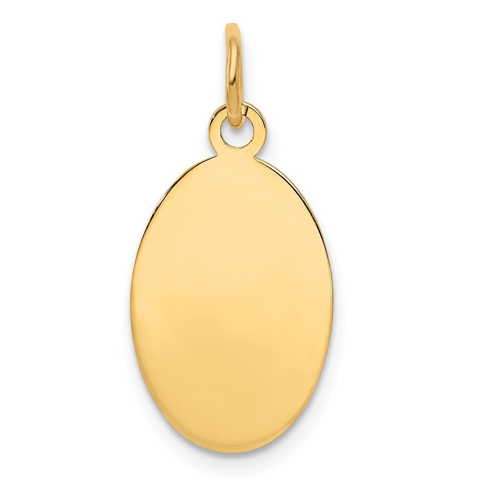 14k Yellow Gold Plain .027 Gauge Engravable Oval Disc Charm Pendant for Women