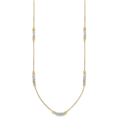 14K Two-tone Gold Mirror Beaded Necklace