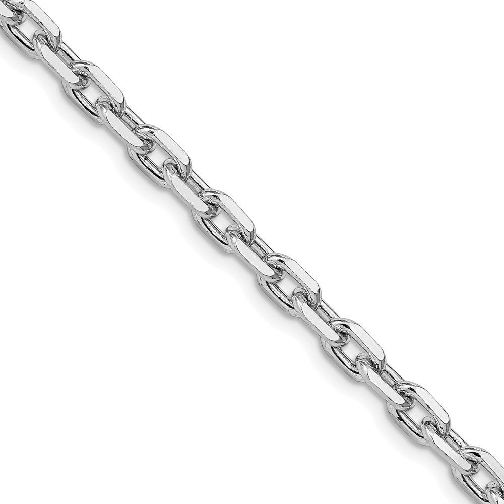 Sterling Silver Rhodium-plated 4.9mm Beveled Oval Cable Chain Necklace