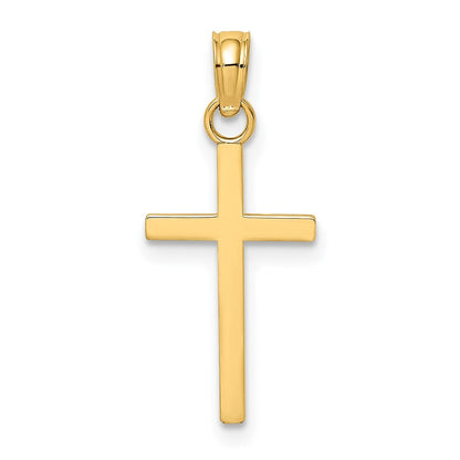 14k Yellow Gold Polished Small Cross Charm Pendant for Women