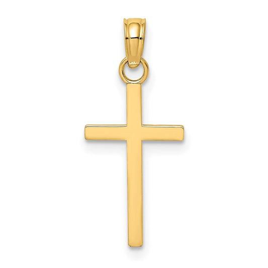 14k Yellow Gold Polished Small Cross Charm Pendant for Women