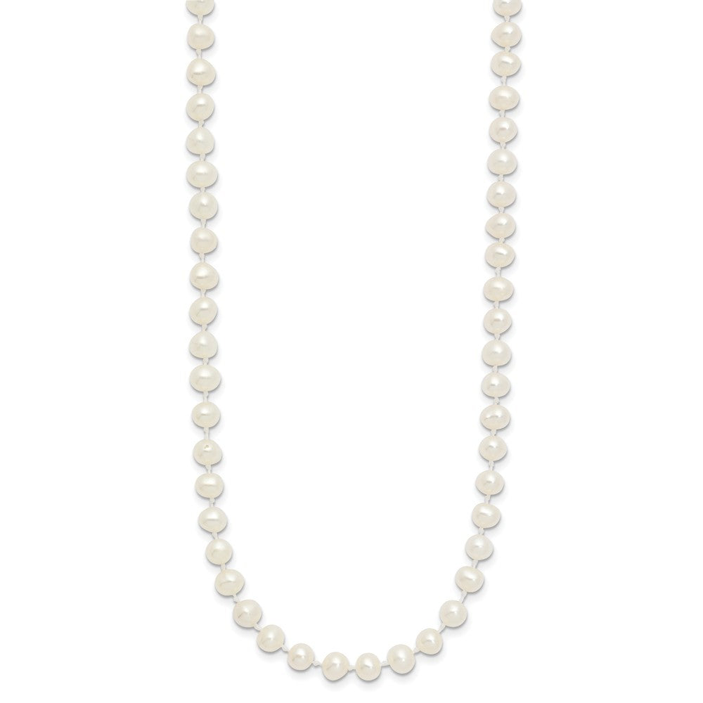 14k Yellow Gold 4-5mm White Semi-Round Cultured Pearl Necklace 16"