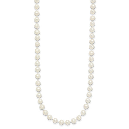 14k Yellow Gold 4-5mm White Semi-Round Cultured Pearl Necklace 16"