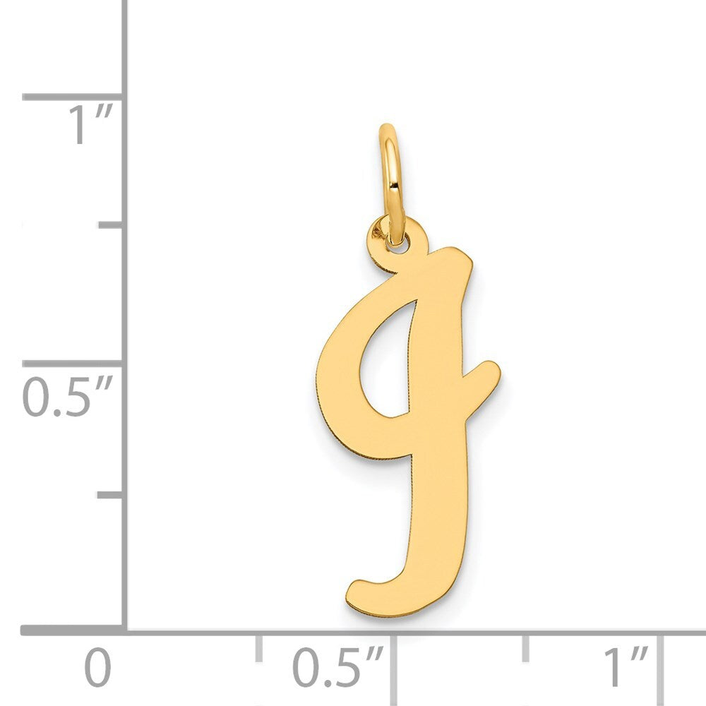 14k Yellow Gold Large Script Letter I Initial Charm Pendant for Women