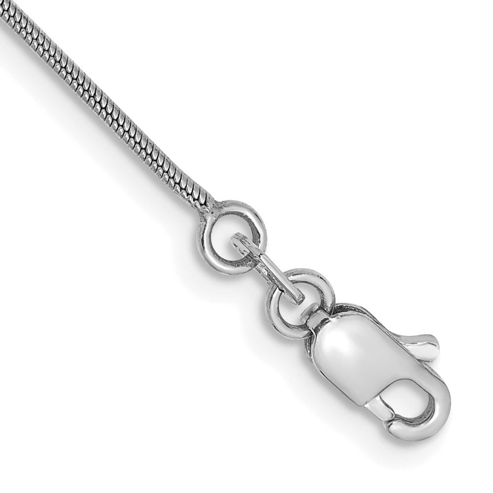 14K White Gold 7 inch .9mm Round Snake Chain Bracelet