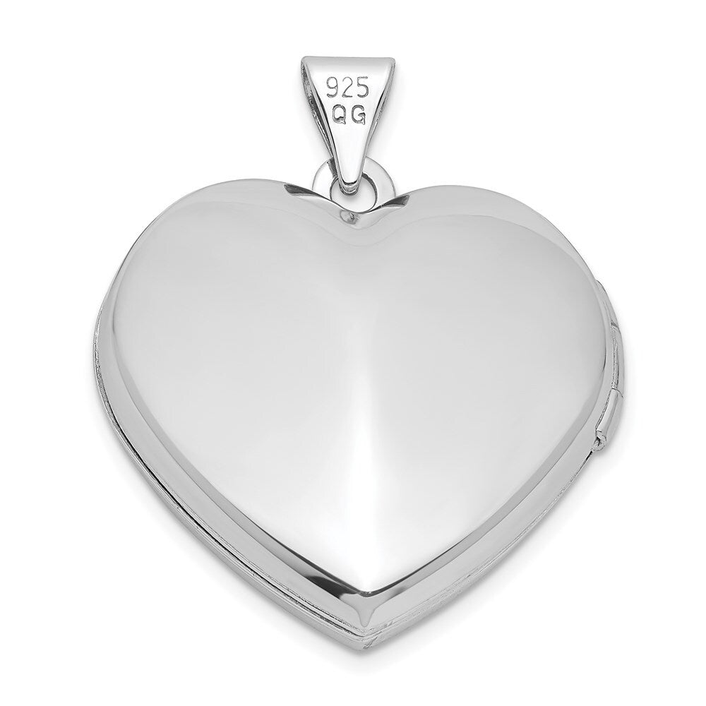 Sterling Silver Rhodium & Gold-plated Key Charm Inside 21mm Heart Locket