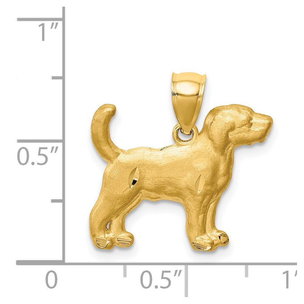 14k Yellow Gold Diamond-cut Beagle Pendant for Women