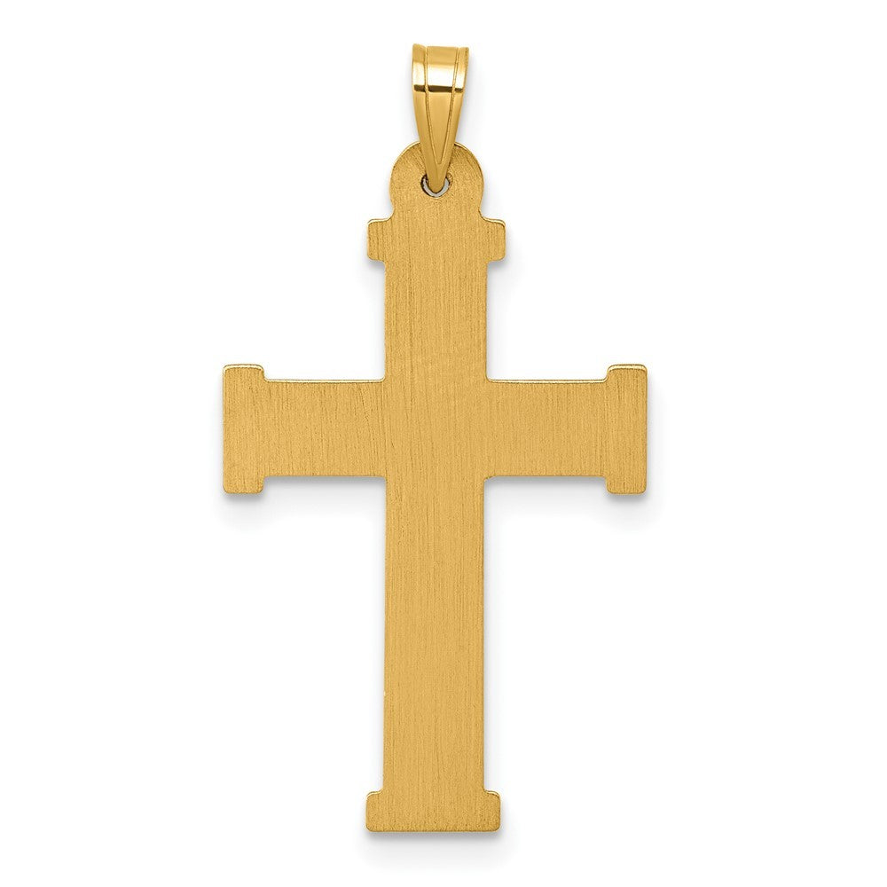 14k Yellow Gold with White Rhodium Polished Textured INRI Crucifix Cross Pendant