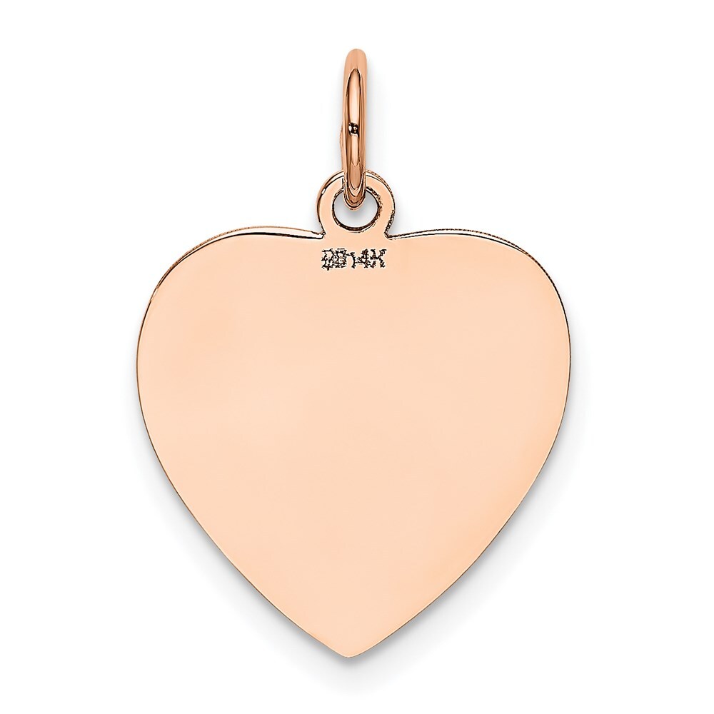 14k Rose Gold Rose Polished Heart Shaped Disc Pendant for Women