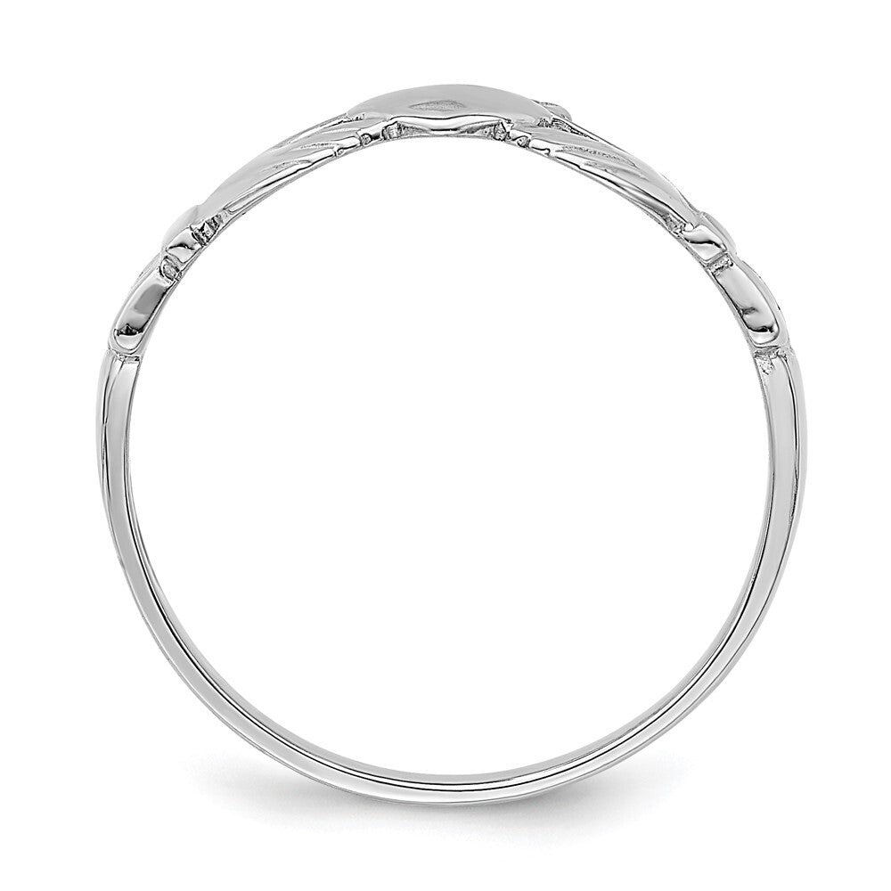 14k White Gold Polished Claddagh Ring Size 7