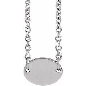 14k White Gold 1-Disc Engravable Family Disc 18" Necklace Gift for Women