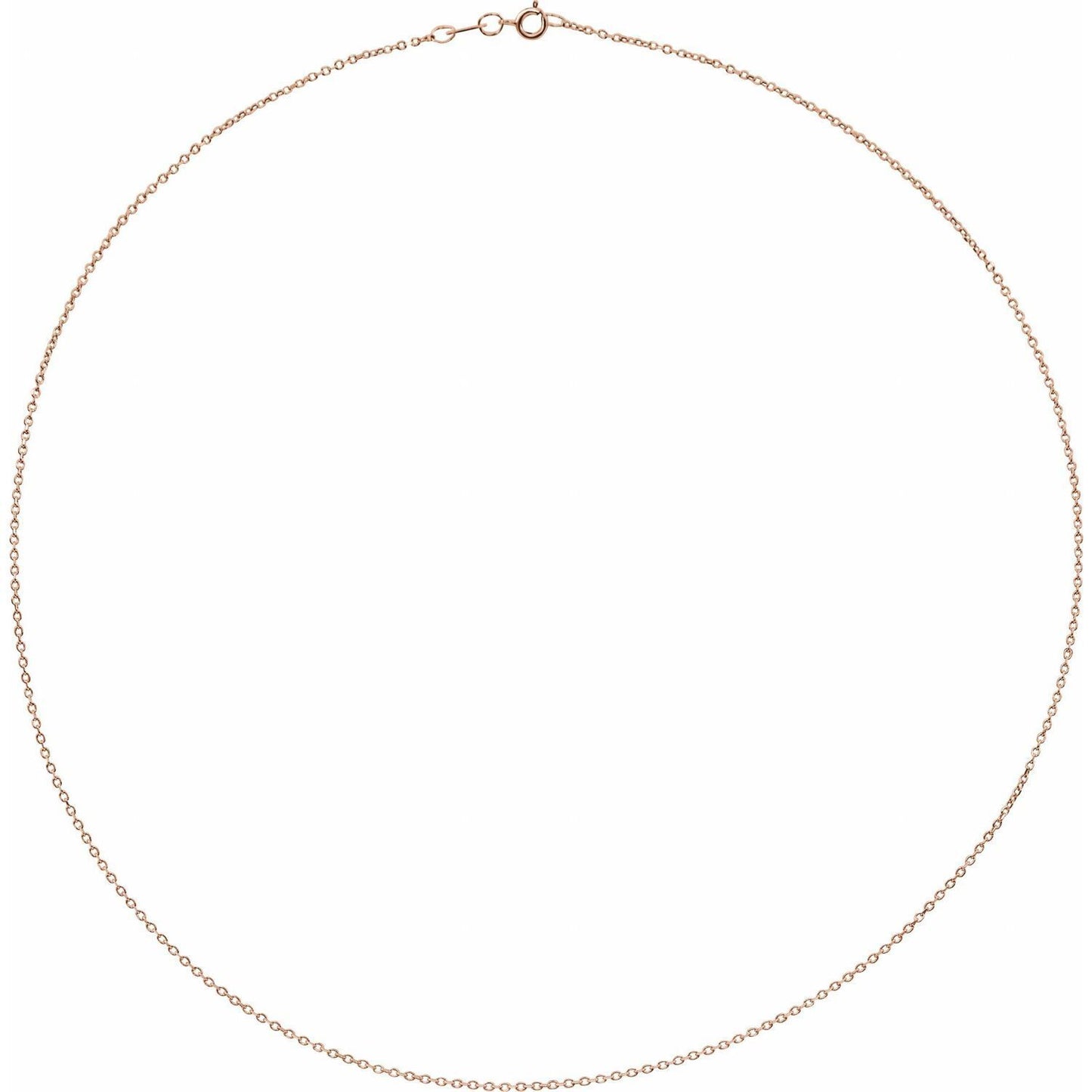 14k Rose Gold 1 mm Diamond-Cut Cable 20" Chain Necklace Fine Gift for Women