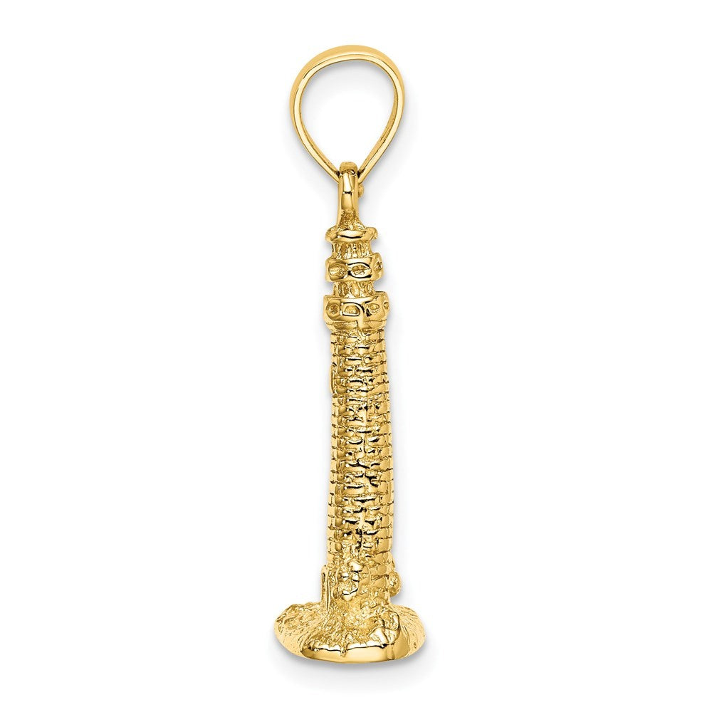 14k Yellow Gold 3D Cape May, NJ Lighthouse Charm Pendant
