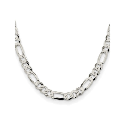 Sterling Silver 8.5mm Lightweight Flat Figaro Chain Necklace