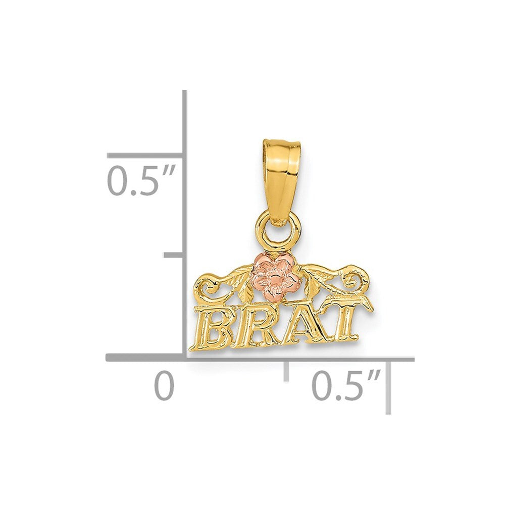 14k Two-tone Gold Rose and BRAT Pendant for Women