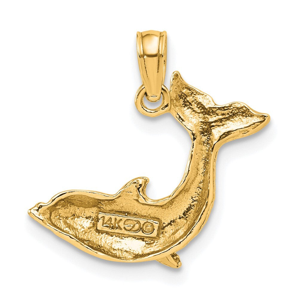 14k Yellow Gold Jumping Dolphin Charm Pendant for Women