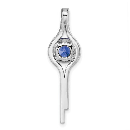 Sterling Silver Rhodium plated Blue & White Cubic Zirconia Slide Pendant