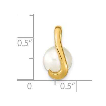 14k Yellow Gold 8-9mm White Button Freshwater Cultured Pearl Pendant Slide