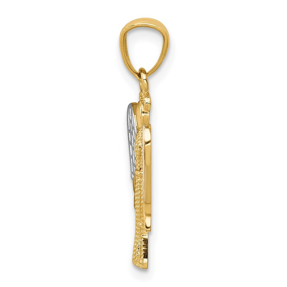 14k Yellow Gold Rhodium Angel Pendant for Women