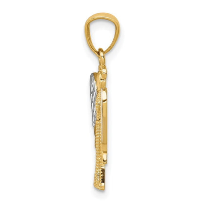 14k Yellow Gold Rhodium Angel Pendant for Women