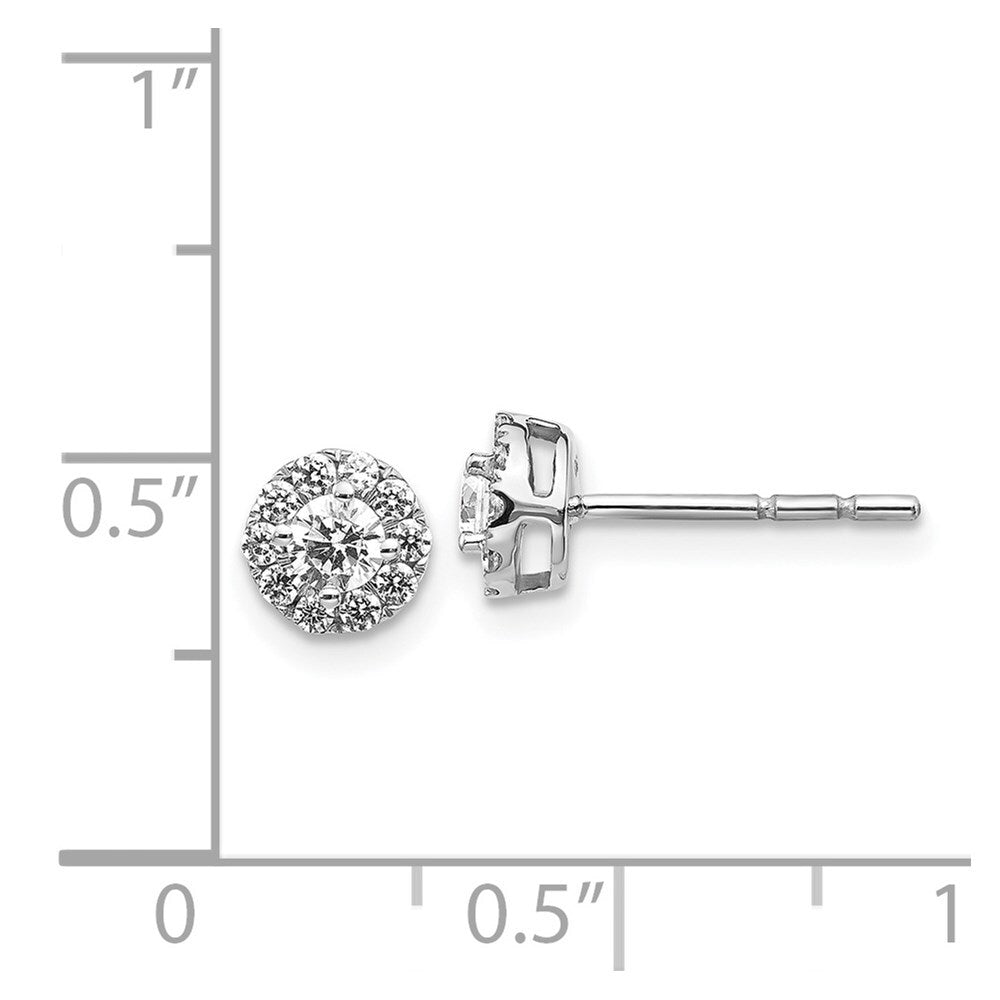 14k White Gold Diamond Cluster Stud Earrings