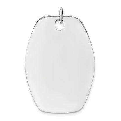 Sterling Silver Rh-plt Engraveable Polished Front Satin Back Disc Charm