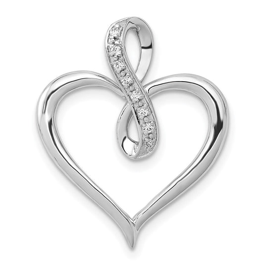14k White Gold 1/20ct. Diamond Heart and Infinity Pendant for Women