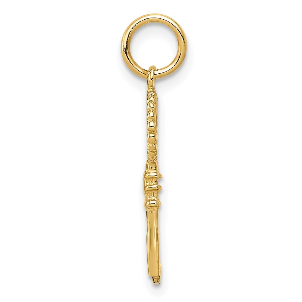 14k Yellow Gold Polished Key Charm Pendant for Women