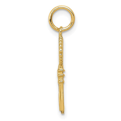 14k Yellow Gold Polished Key Charm Pendant for Women