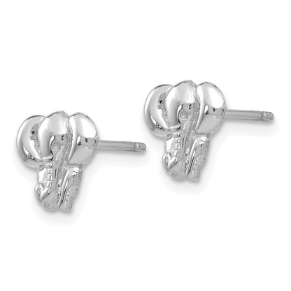 14k White Gold Elephant Stud Earrings Gift for Women