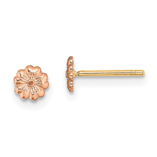 14k Rose Gold with Yellow Gold Flower Earrings