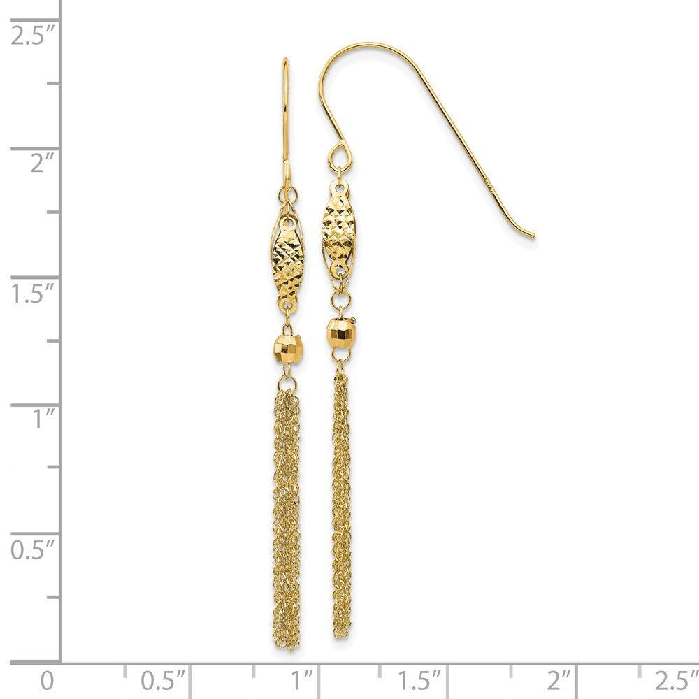 14k Yellow Gold Bead and Chain Dangle Earrings