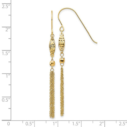 14k Yellow Gold Bead and Chain Dangle Earrings