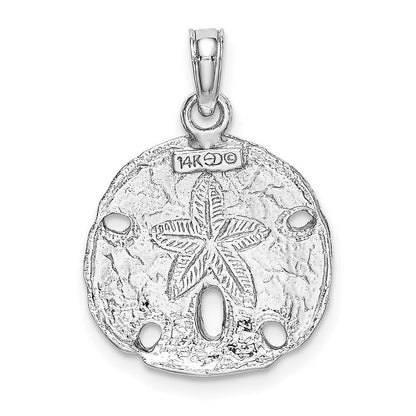 14k White Gold Polished Sand Dollar Pendant for Women