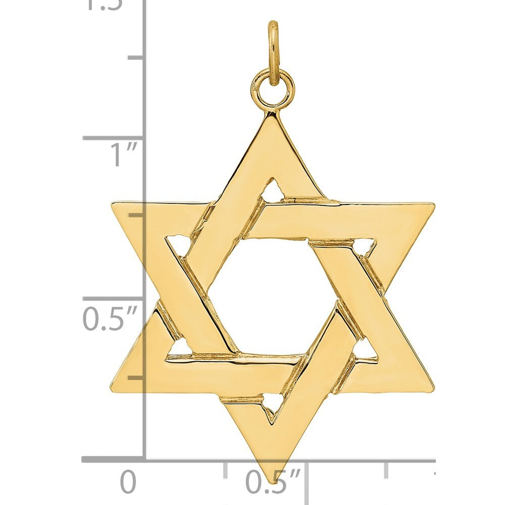 14k Yellow Gold Polished Solid Star of David Pendant
