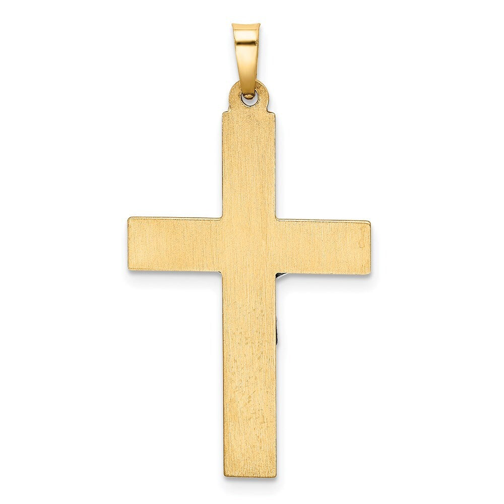 14k Two-tone Gold Hollow Polished Textured Latin Crucifix Pendant