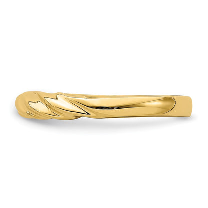 14K Yellow Gold Polished Thin Ribbed Dome Ring Size 7