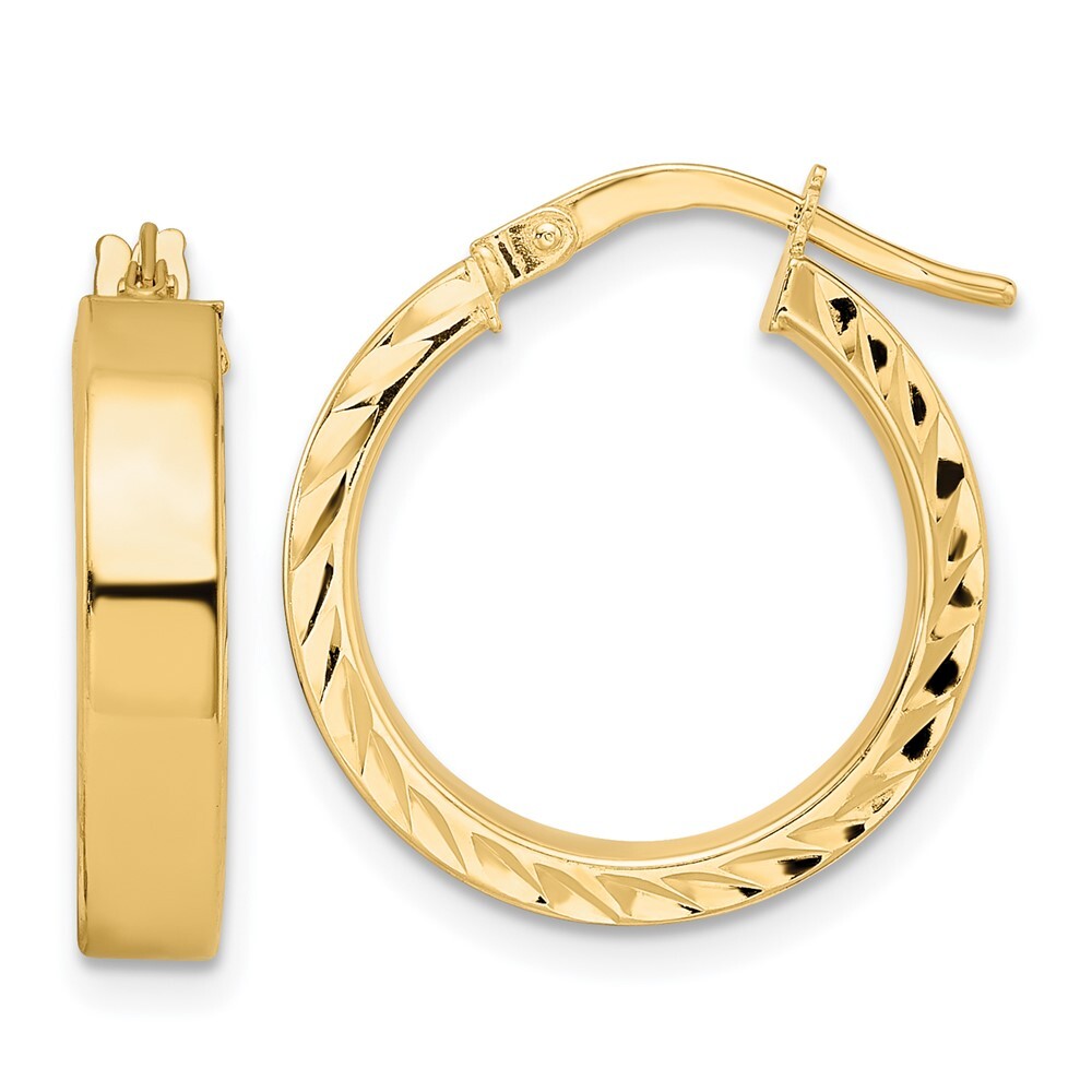 14k Yellow Gold Polished Hoop Earrings Gift for Women