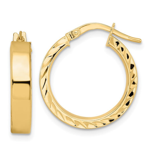 14k Yellow Gold Polished Hoop Earrings Gift for Women